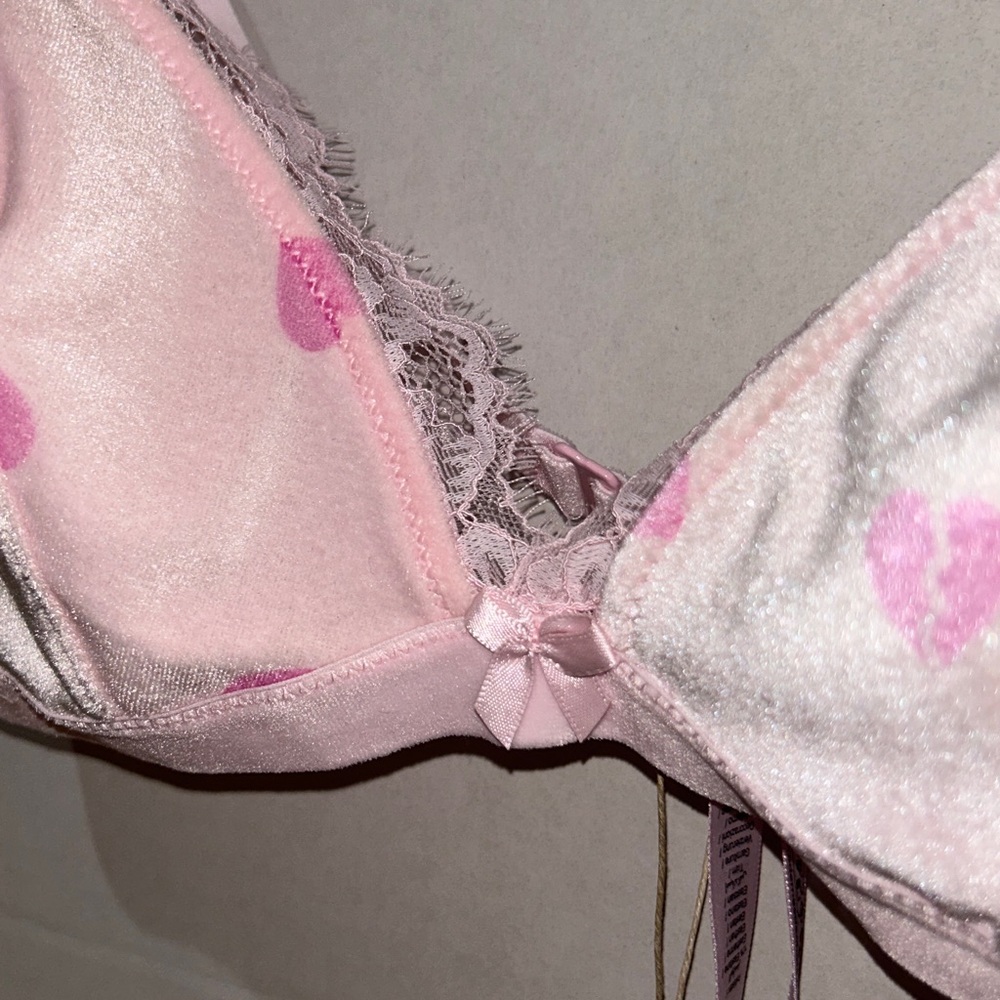 Skims Velvet Lace Triangle Bralette CB Heart Breaker Size Medium New W/Tags! - Picture 5 of 7